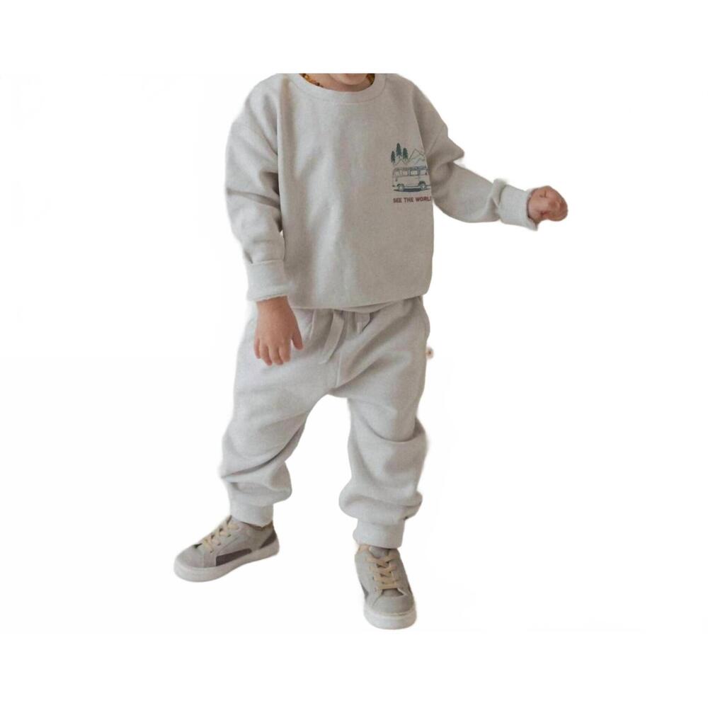 NEW MAKEMAKE ORGANICS kid's organic fleece jogger pants in grey